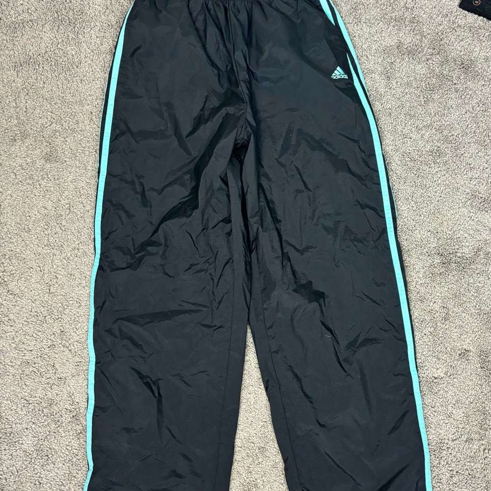 Y2k black with blue stripe lined‎ adidas track pants - Picture 6 of 10